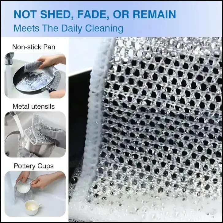 10 Pcs Kitchen Magic Dishwashing Towel, Metal Steel Wire Cleaning Rag, Microwave Stove Clean Tools,