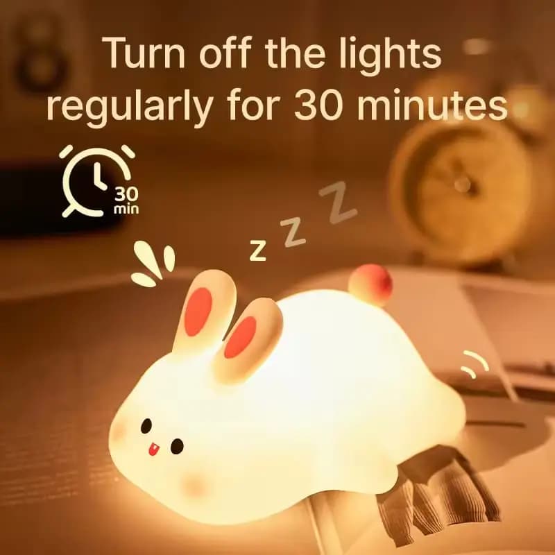 Big Face Rabbit Night Light Cute Silicone Rabbit Cartoon Soft Lamp Touch Night Light Children