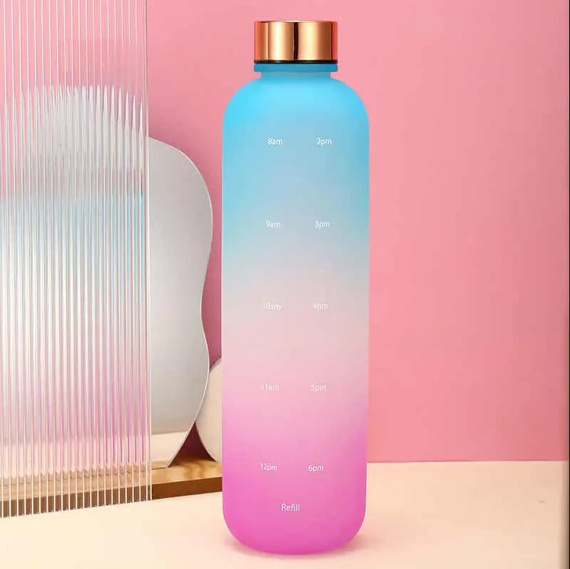 1Piece Healthy Acrylic Rainbow Sports Water Bottle Reusable for School, Gym, Office, Workout