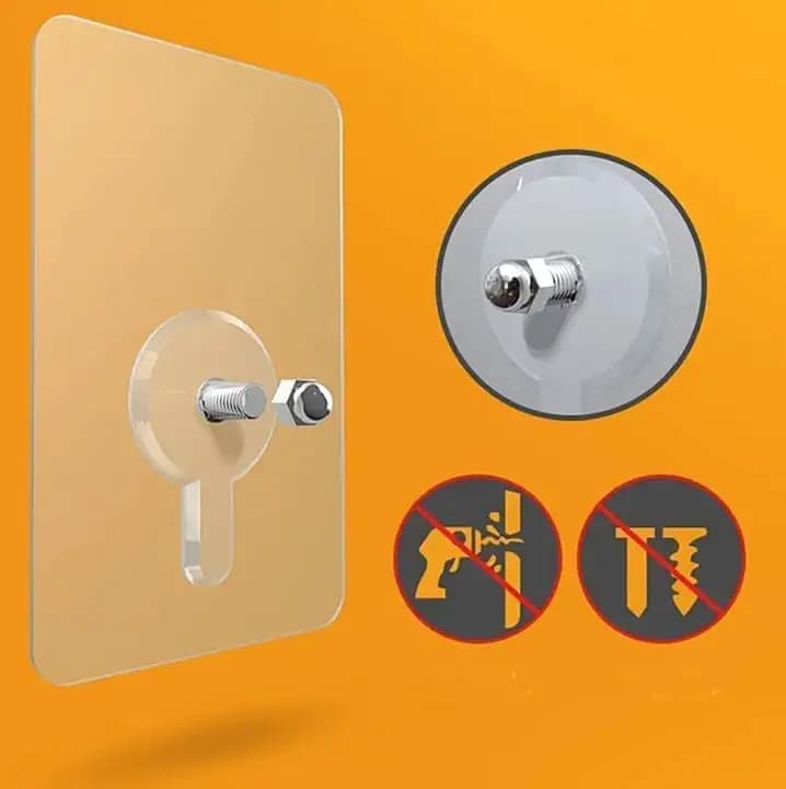 5 PCs Screw Hooks with Nut Self Adhesive Hanging Holder Shelf Rack Mounted Photo Picture Wall Free Drill Kitchen Bathroom Decor
