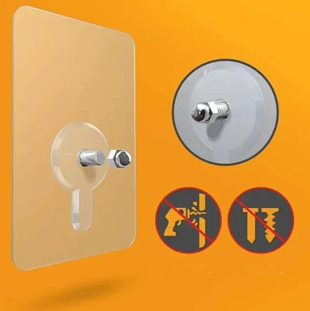 5 PCs Screw Hooks with Nut Self Adhesive Hanging Holder Shelf Rack Mounted Photo Picture Wall Free Drill Kitchen Bathroom Decor