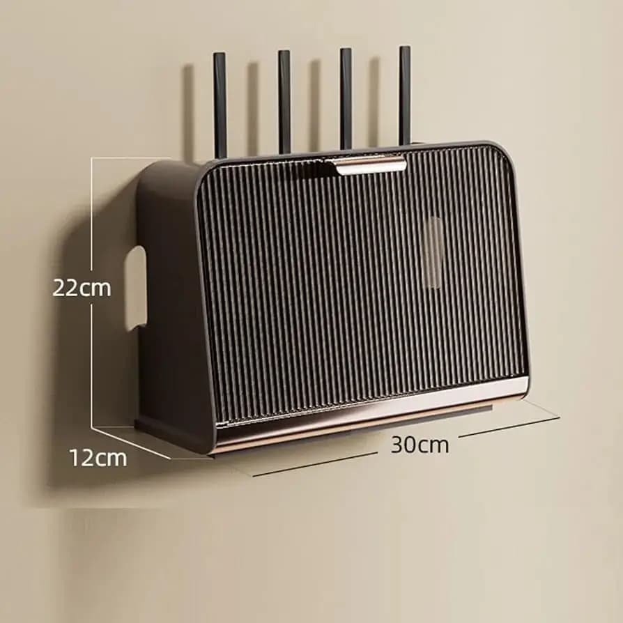 Storage Box Wall Mounted Router Storage Box Great Capacity Power Strip Power Socket Cable Storage Case for Home (Coffee Color Large
