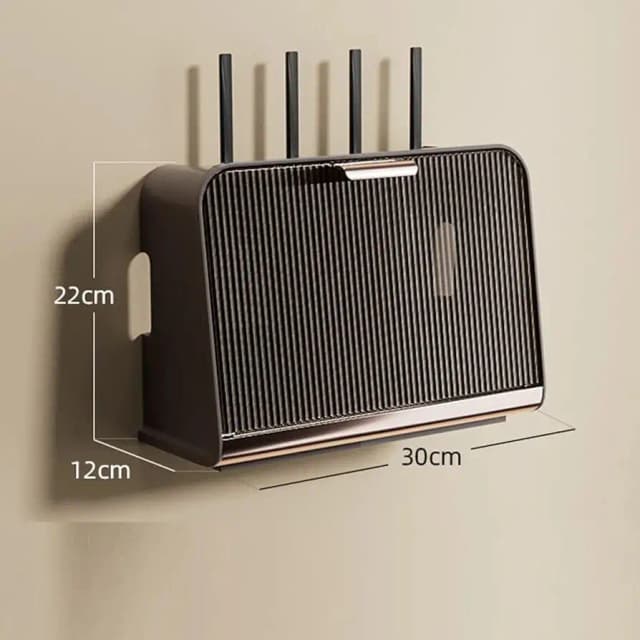 Storage Box Wall Mounted Router Storage Box Great Capacity Power Strip Power Socket Cable Storage Case for Home (Coffee Color Large
