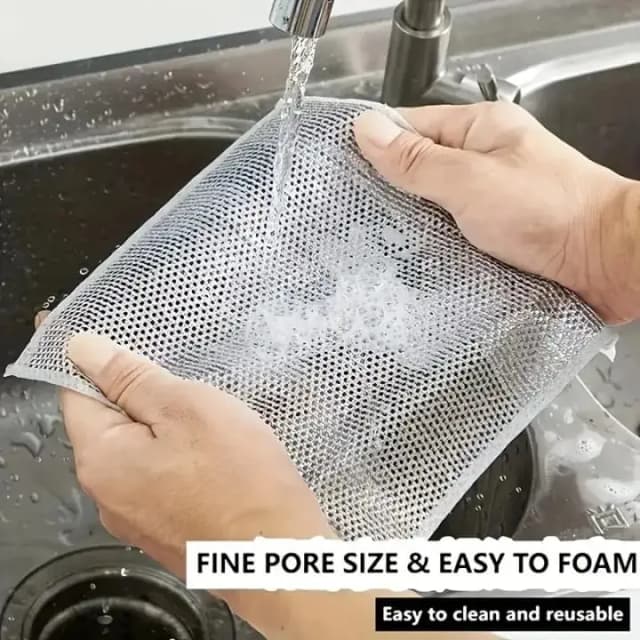 10 Pcs Kitchen Magic Dishwashing Towel, Metal Steel Wire Cleaning Rag, Microwave Stove Clean Tools,